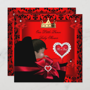 Invitation Petit Prince Baby shower Garçon Regal Red Gold Pra