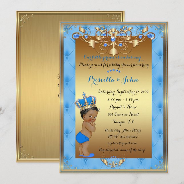 Invitation Petit Prince Baby shower Invitation, tendance, chi (Devant / Derrière)