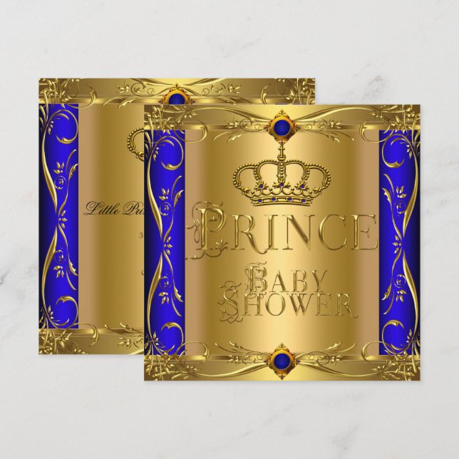 Invitation Petit Prince Bébé Fille/Garçon Cérémonie Royale Bl (Devant / Derrière)