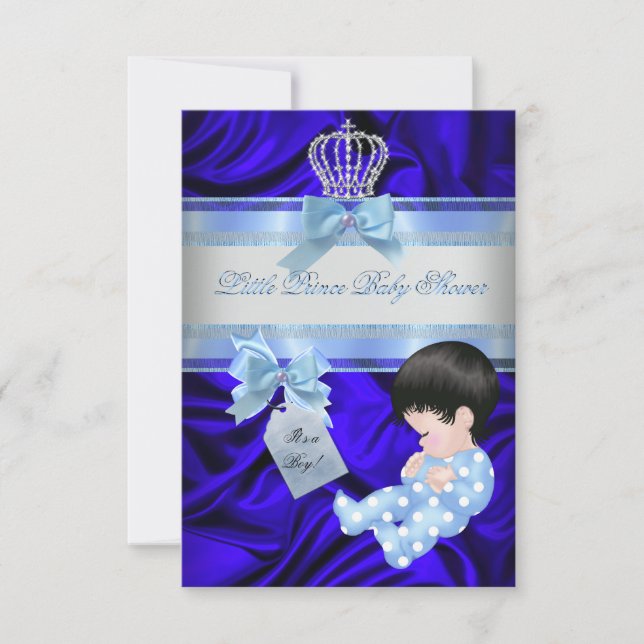 Invitation Petit Prince Bébé Fille/Garçon Shower Bleu Royal (Devant)