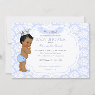 Invitation Petit Prince Light Bleu Argent Bébé Garçon