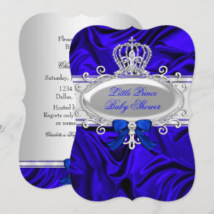 Invitation Petit Prince Royal Bleu Fête de Naissance Garçon 2