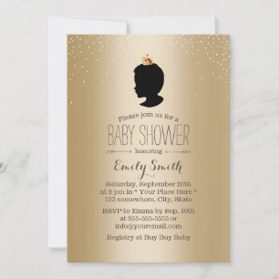 Invitation Petit Prince Silhouette Baby shower métallique en