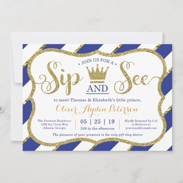 Invitation Petit Prince Sip et voir l'invitation Baby shower (Devant)