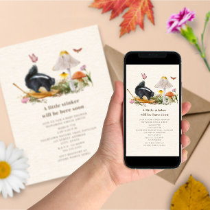 Invitation Petit puant Floral Woodland Skunk Baby shower