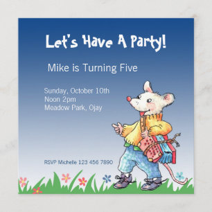 Invitation Petit rat avec l'invitation bleue d'Accordeon…