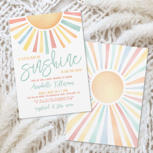 Invitation Petit Rayon De Soleil Baby Shower (Little Ray Of Sunshine Baby Shower Invitation)
