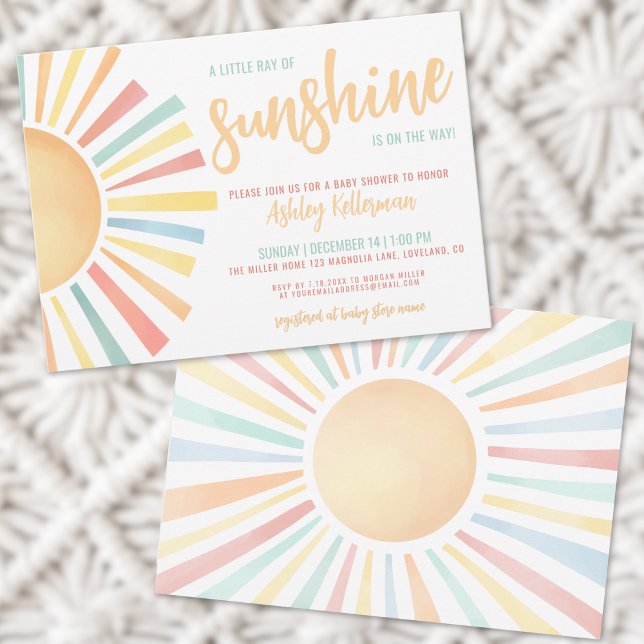 Invitation Petit rayon de soleil Baby Shower (Sun Little Ray Of Sunshine Baby Shower Invitation)