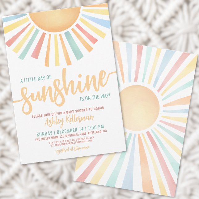 Invitation Petit Rayon De Soleil Baby Shower (Sunshine Gender Neutral Baby Shower Invitation)