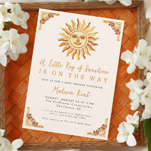 Invitation Petit Rayon de Soleil Baby Shower Bohème Soleil