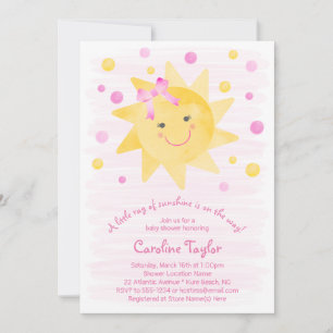 Invitation Petit rayon de soleil Baby shower jaune rose