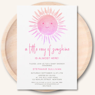 Invitation Petit rayon de soleil Baby shower rose