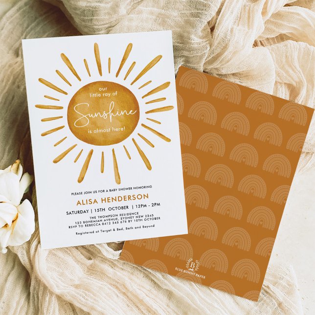 Invitation Petit rayon de soleil | Baby shower Sun Boho (Créateur téléchargé)