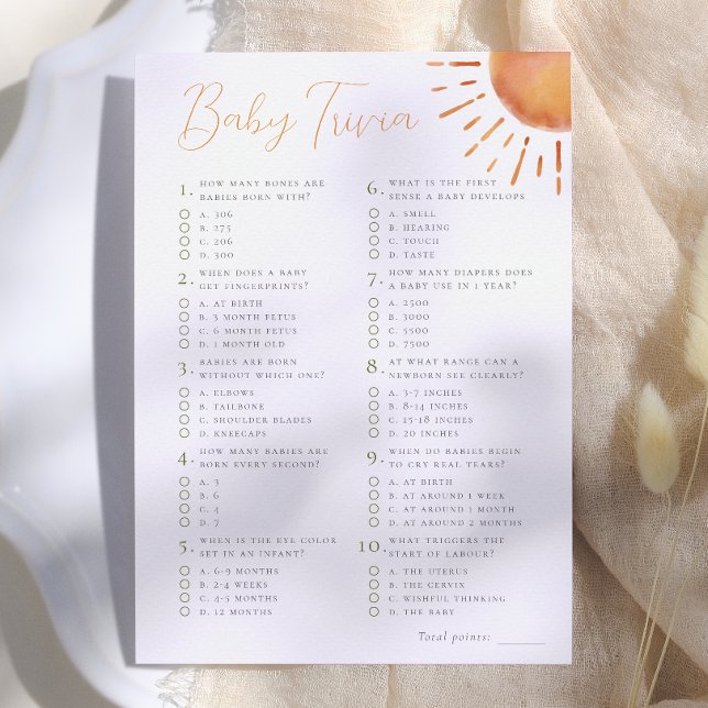 Invitation Petit rayon de soleil Bébé Quiz Jeu de douche (Créateur téléchargé)