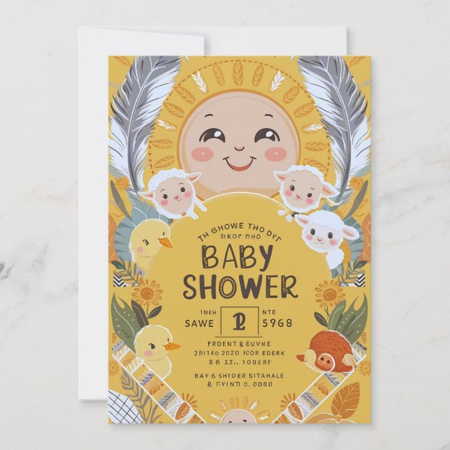 Invitation Petit Rayon de Soleil Cérémonie de Bébé (Devant)