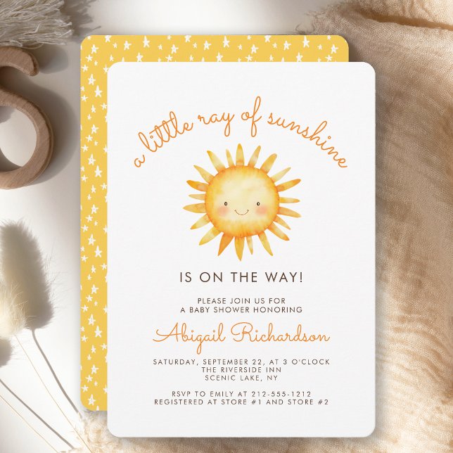Invitation Petit Rayon de Soleil Charmante Fête de Naissance (Créateur téléchargé)
