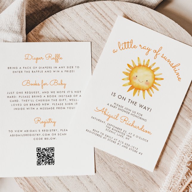 Invitation Petit Rayon de Soleil Code QR Baby Shower (Créateur téléchargé)