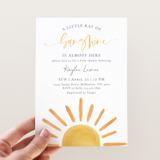 Invitation Petit Rayon De Soleil Est Presque Là Cadeau De Béb (Créateur téléchargé)