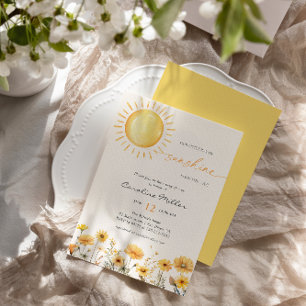 Invitation Petit Rayon De Soleil Fête De Bébé Fleur Sauvage 