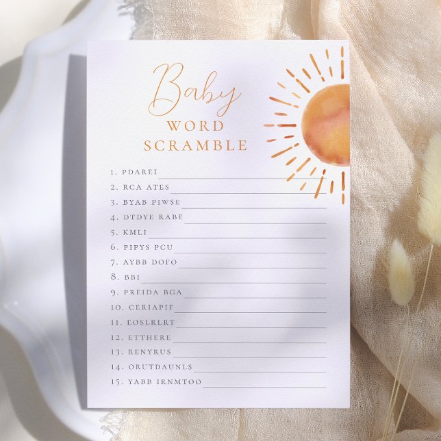 Invitation Petit rayon de soleil Jeu de mots mêlés pour bébé (Créateur téléchargé)