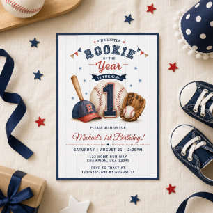 Invitation Petit Recrue 1er Anniversaire Baseball