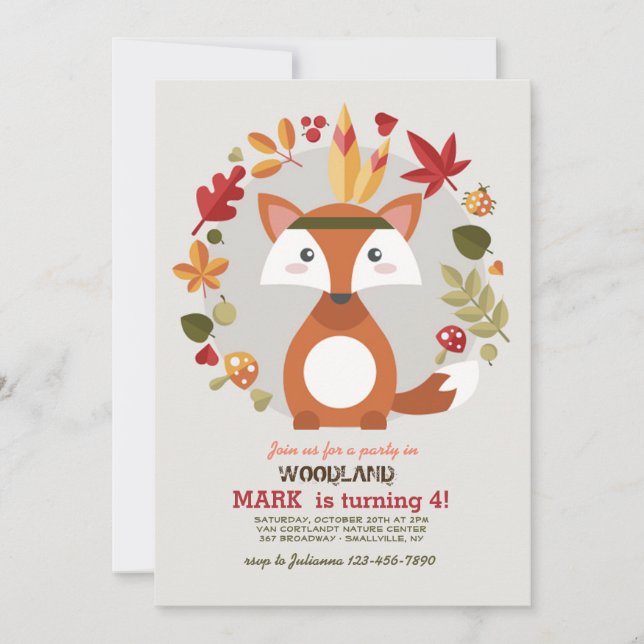 Invitation Petit Renard Brun (Devant)