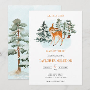 Invitation Petit renne Baby shower de Noël d'hiver neige