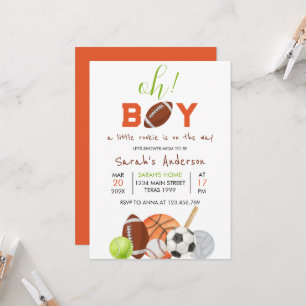 Invitation petit rookie C'est un Baby shower sportif garçon