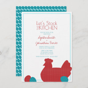 Invitation petit rouge poule COUNTRY KITCHEN couples douche