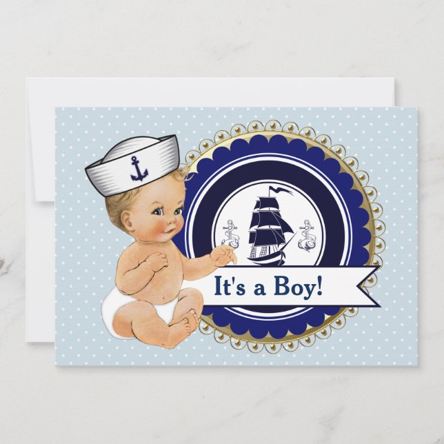 Invitation Petit Sailor Baby Boy Baby shower nautique (Devant)