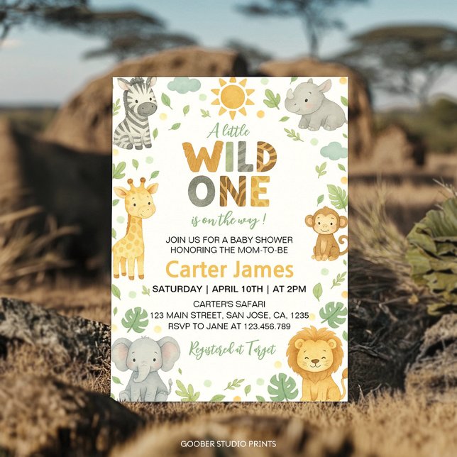 Invitation Petit Sauvageon Fête de Bébé Safari (Créateur téléchargé)