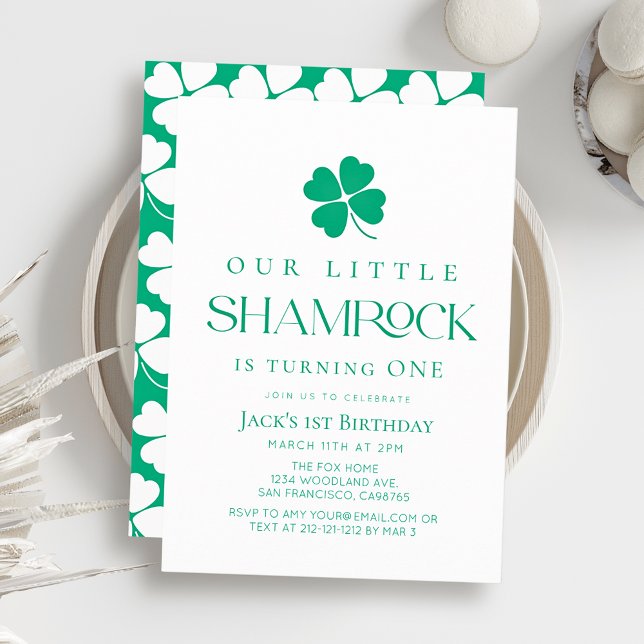Invitation Petit Shamrock Garçon Moderne 1er Anniversaire (Créateur téléchargé)
