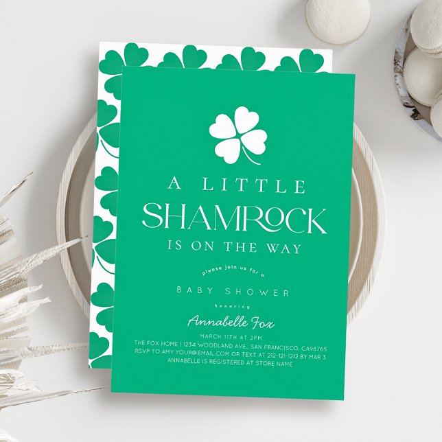Invitation Petit Shamrock Moderne Fête de Naissance Verte (Créateur téléchargé)