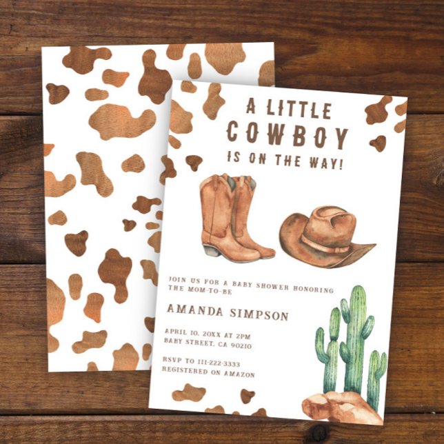 Invitation Petit Shower de Bébé Cow-Boy Western Rodeo  (Créateur téléchargé)