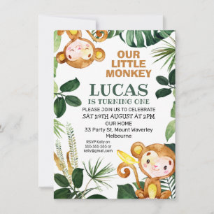 Invitation Petit Singe Garçons de verdure Anniversaire