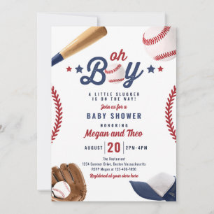 Invitation Petit Slugger De Baseball Sur Le Chemin Baby showe