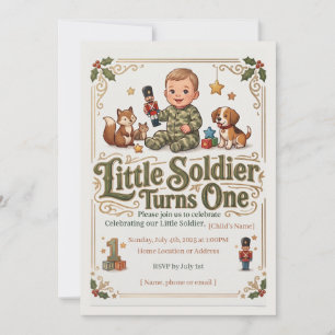 Invitation Petit Soldat Célèbre Son Premier Anniversaire Invi