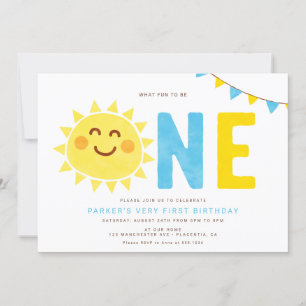 Invitation Petit Soleil Minimal Premier Enfant d'anniversaire