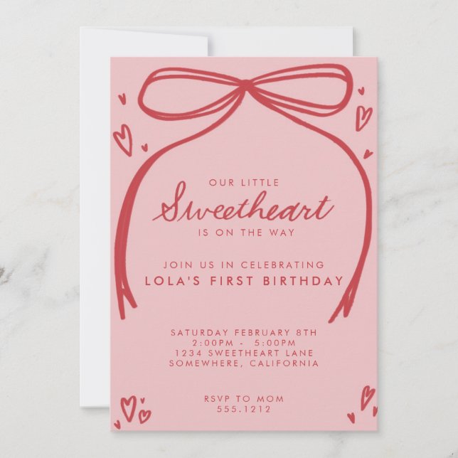 INVITATION PETIT SUEETHEART PREMIER ANNIVERSAIRE (Devant)