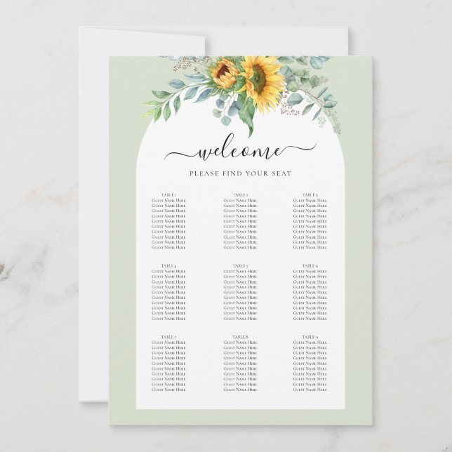 Invitation Petit tableau de sièges (Devant)