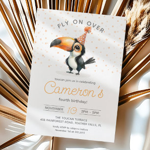 Invitation Petit toucan mignon, survolez, anniversaire de enf