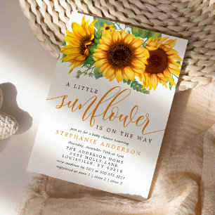 Invitation Petit Tournesol Floral Sur Le Chemin Baby shower