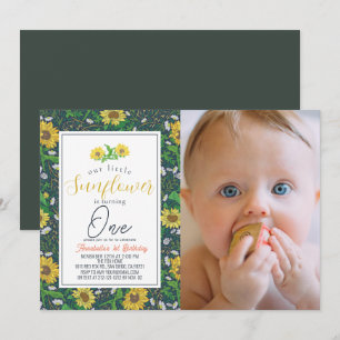 Invitation Petit tournesol Motif Marine 1er anniversaire Phot