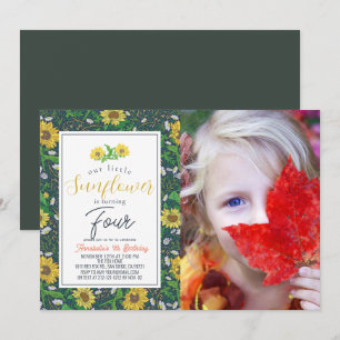 Invitation Petit tournesol Motif Marine Photo Anniversaire
