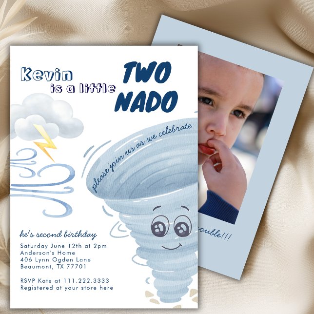 Invitation Petit Two Nado Mignon Tornade 2ème Photo Anniversa (Créateur téléchargé)