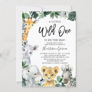 Invitation Petit Wild One Safari Jungle Animaux Baby shower