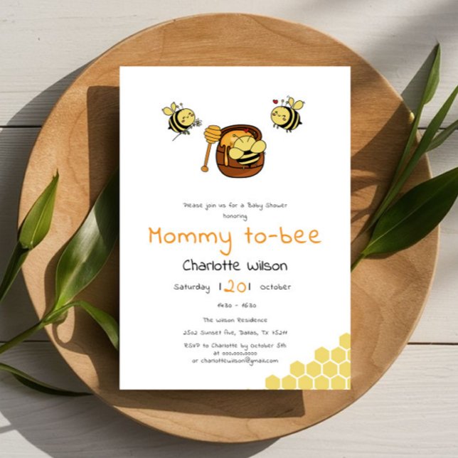Invitation Petite abeille à miel mignonne avec Baby shower de (Créateur téléchargé)