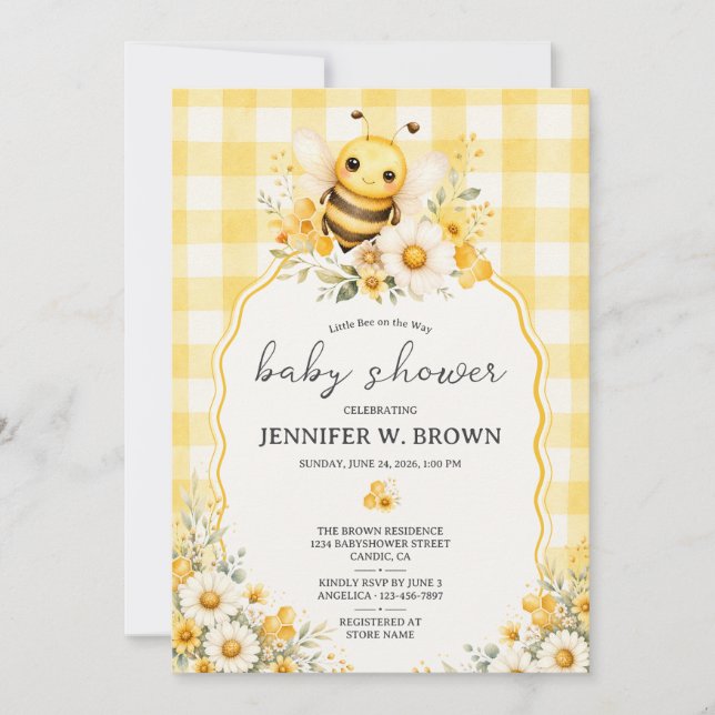 Invitation Petite abeille en route Baby Shower (Devant)