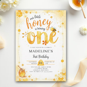 Invitation Petite Abeille Miel Une Aquarelle Mignonne 1er Ann