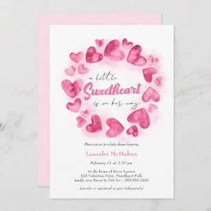 Invitation Petite adorable Valentines rose Baby shower fille